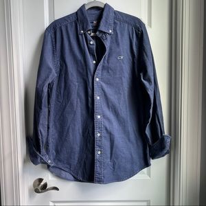 Vineyard Vines Men's blue corduroy button down size Medium slim fit whale shirt